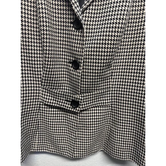 Preston & York Womens Houndstooth Blazer Size 10 Black & White 100% Lined - Picture 2 of 9